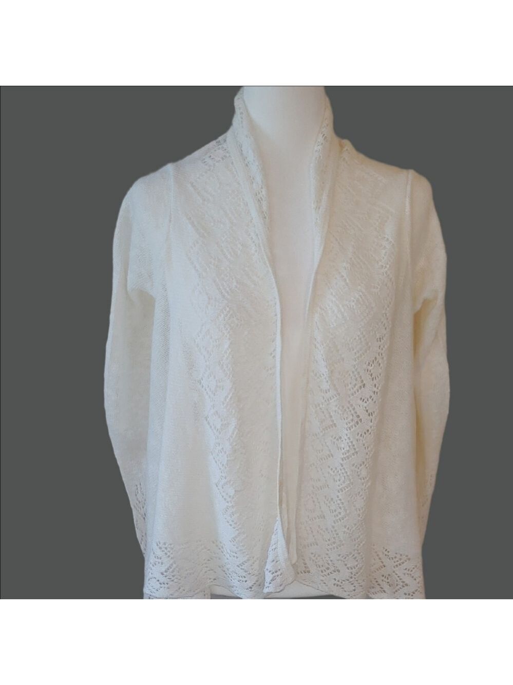Banana Republic Linen Blend Ivory Lace Knit Cardigan Shawl Women's Small